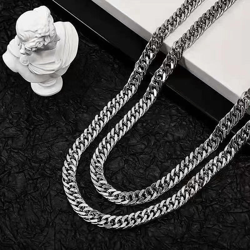 Dense Titanium Steel Cuban Chain Necklace
