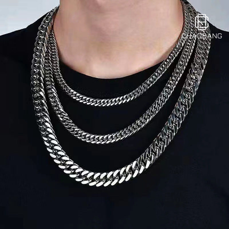 Dense Titanium Steel Cuban Chain Necklace