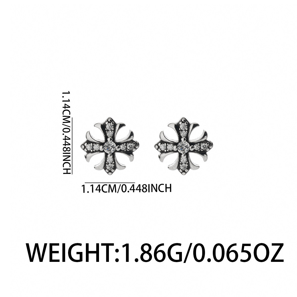 ORVAN Duality Black & White Zircon Cross Stud Earrings