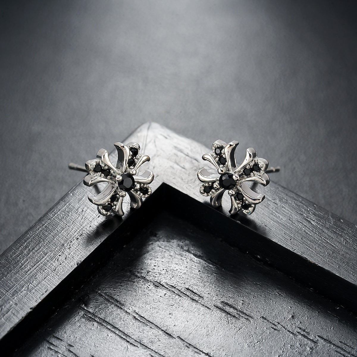 black ziron cross stud