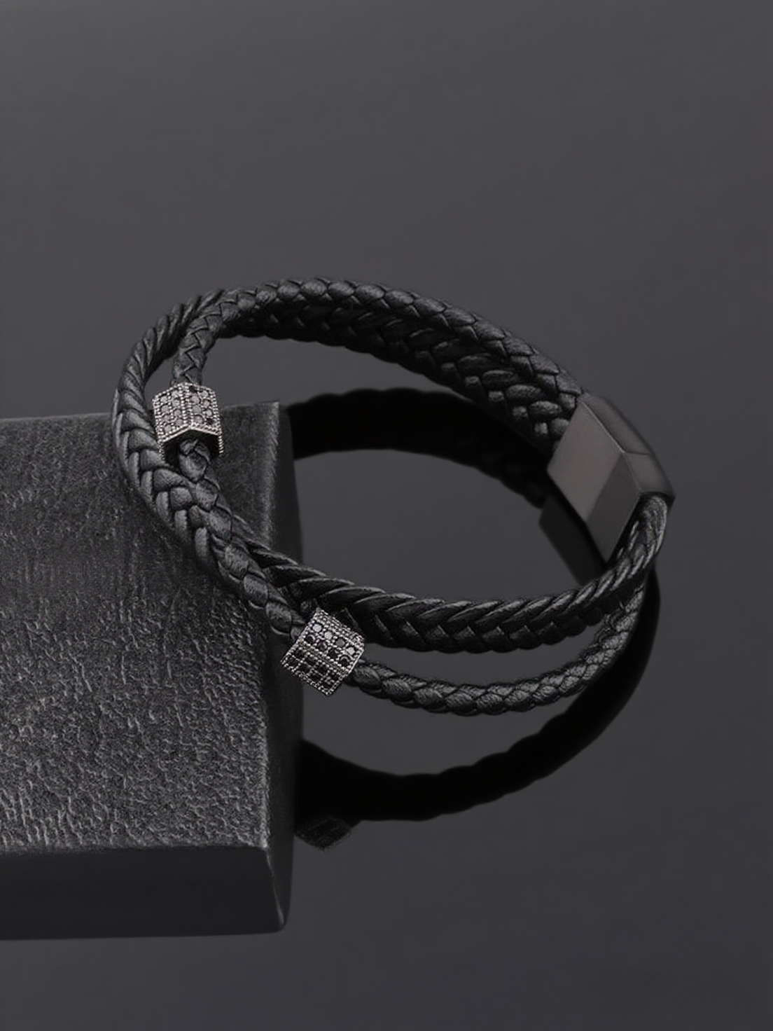 black leather bracelet