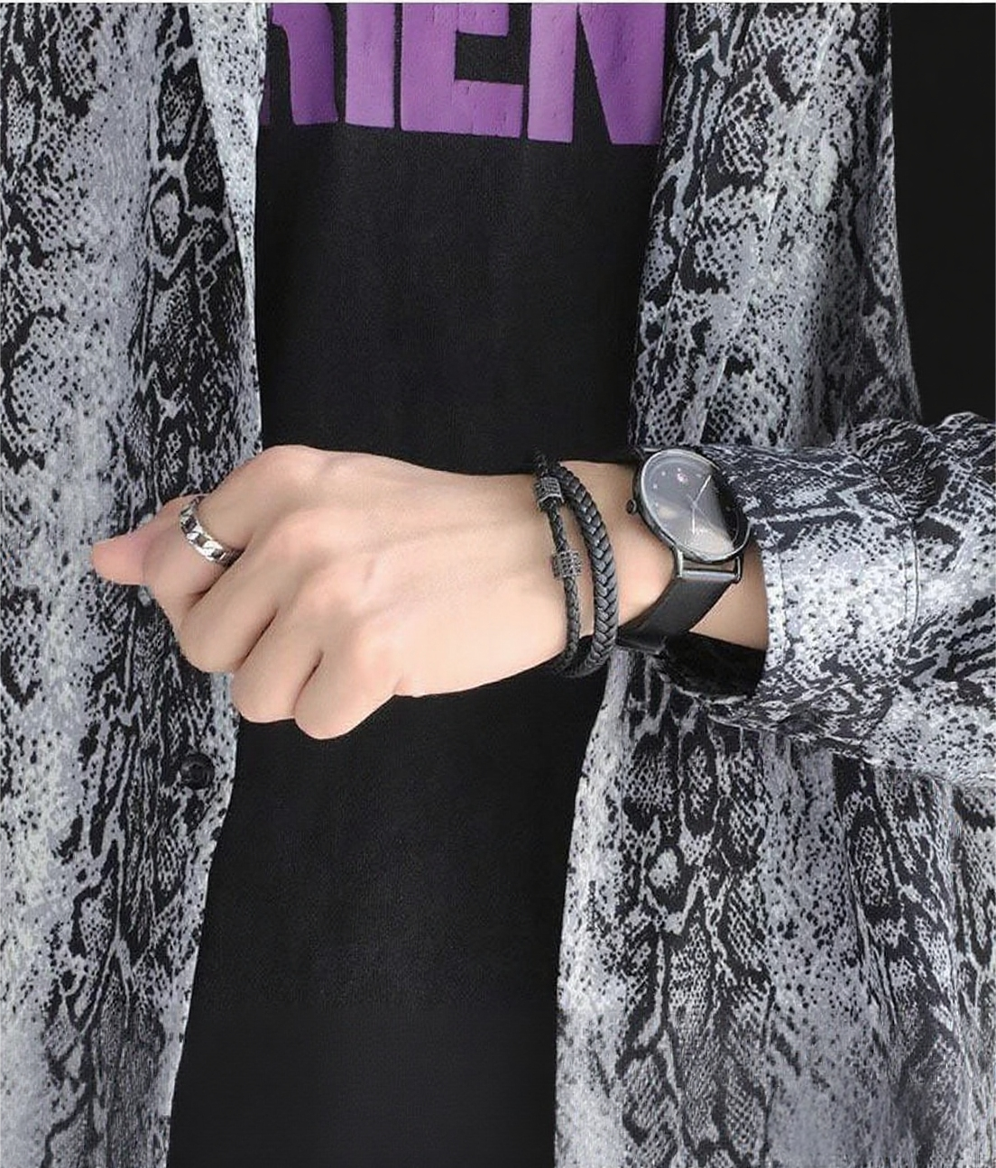 Men’s Black Braided Leather Bracelet