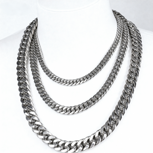 Dense Titanium Steel Cuban Chain Necklace