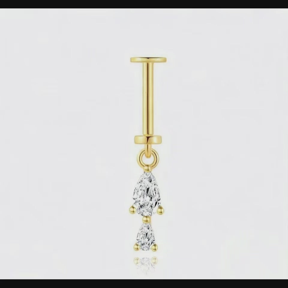 S925 Waterdrop CZ Vertical  Helix Stud