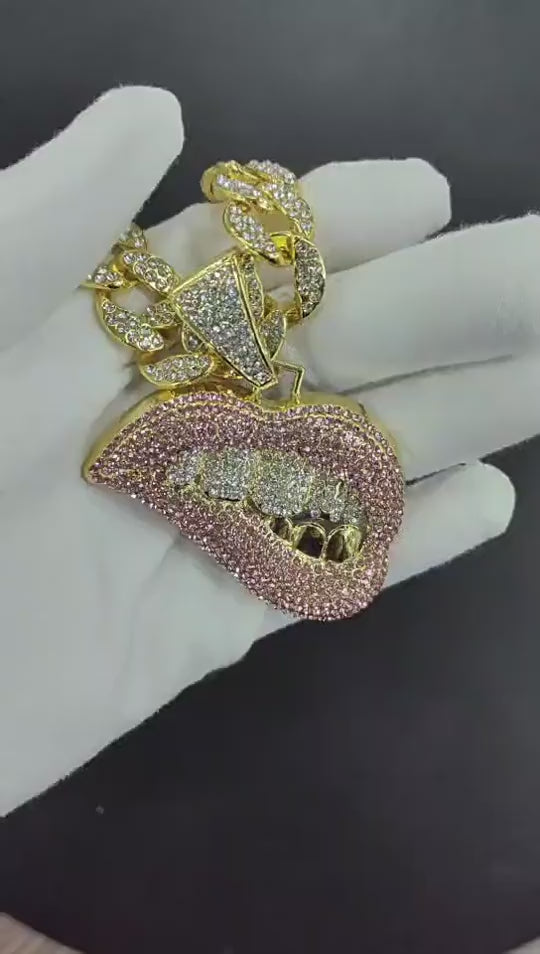 Iced Out Hip Hop Mouth Necklace