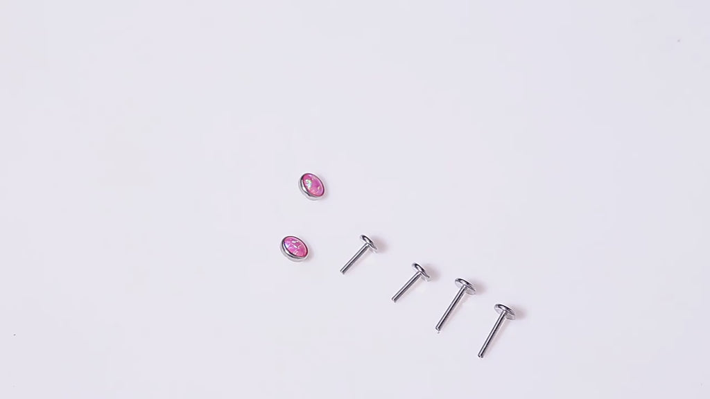 16G/18G Opal Titanium Internal Threaded Lip/Nostril Stud