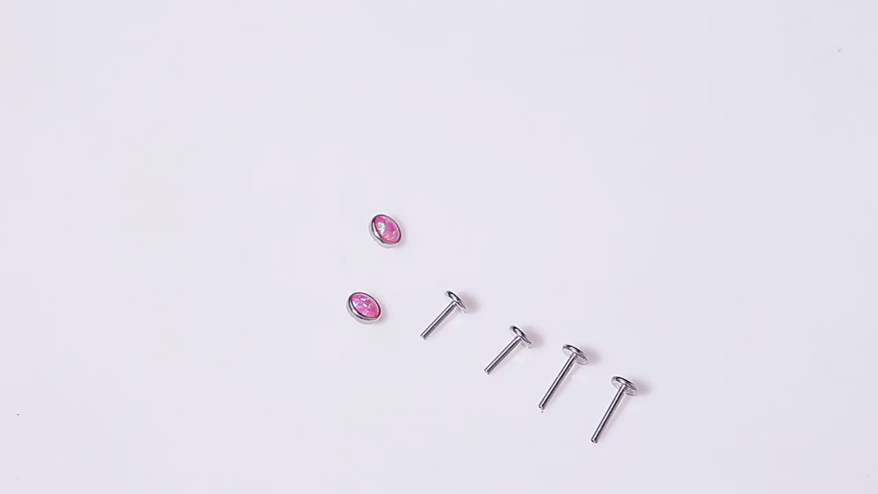 16G/18G Opal Titanium Internal Threaded Lip/Nostril Stud