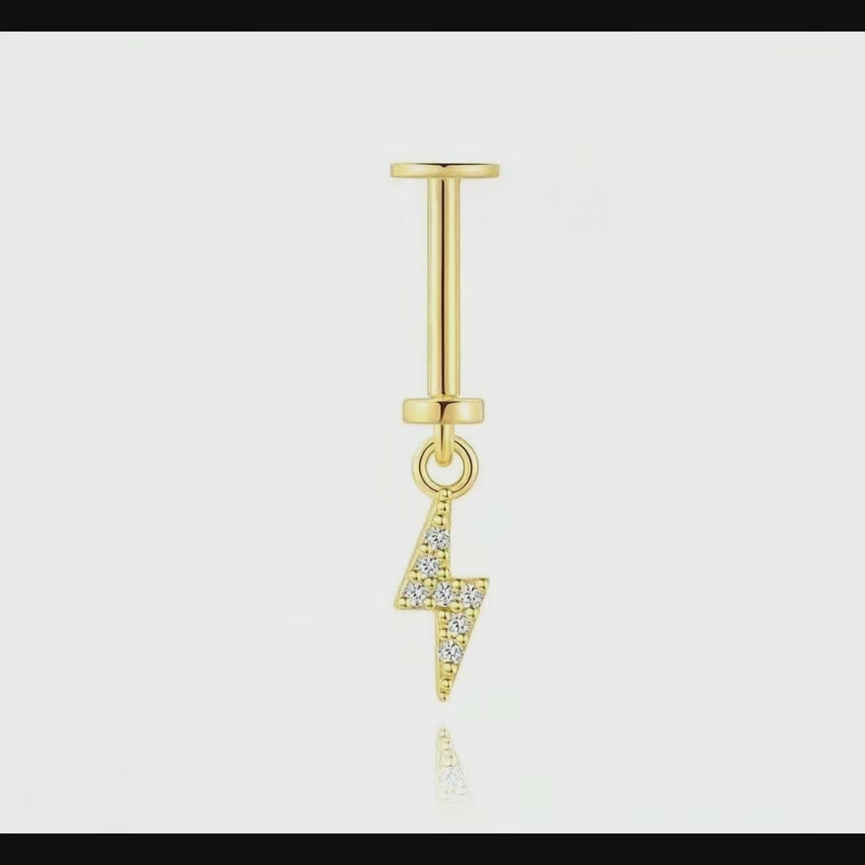 S925 Lightning CZ Vertical Helix Stud